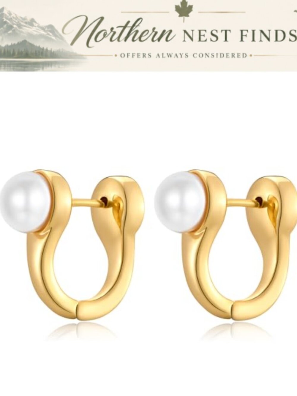 Gold Pearl Stud Earrings Hypoallergenic Brass Women Jewelry Gift